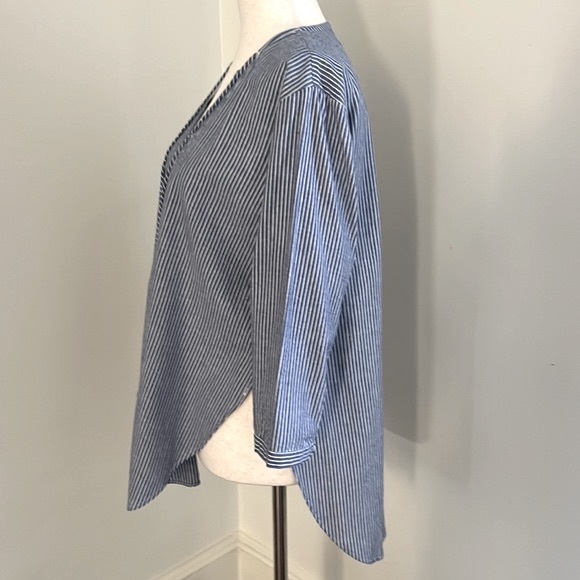 Shakuhachi Stripe Chambray Kaftan Top - Picture 8 of 14